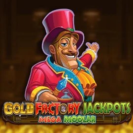Gold Factory Jackpots Mega Moolah online game logo by Aurum Signature Studios on blazing-wildzz.nl